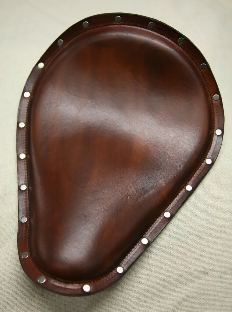 11x14" Brown Sm Leather Seat Stainless Rivets Harley Sportster Chopper Nightster