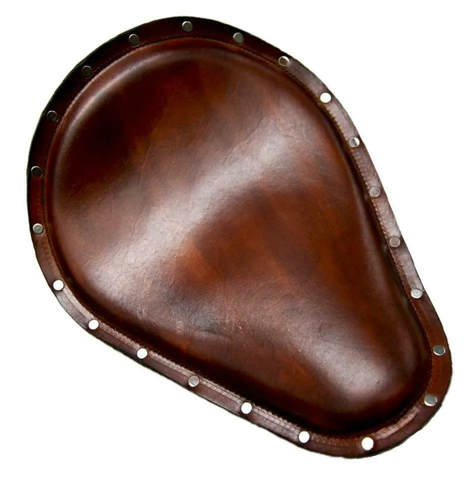 11x14" Brown Sm Leather Seat Stainless Rivets Harley Sportster Chopper Nightster