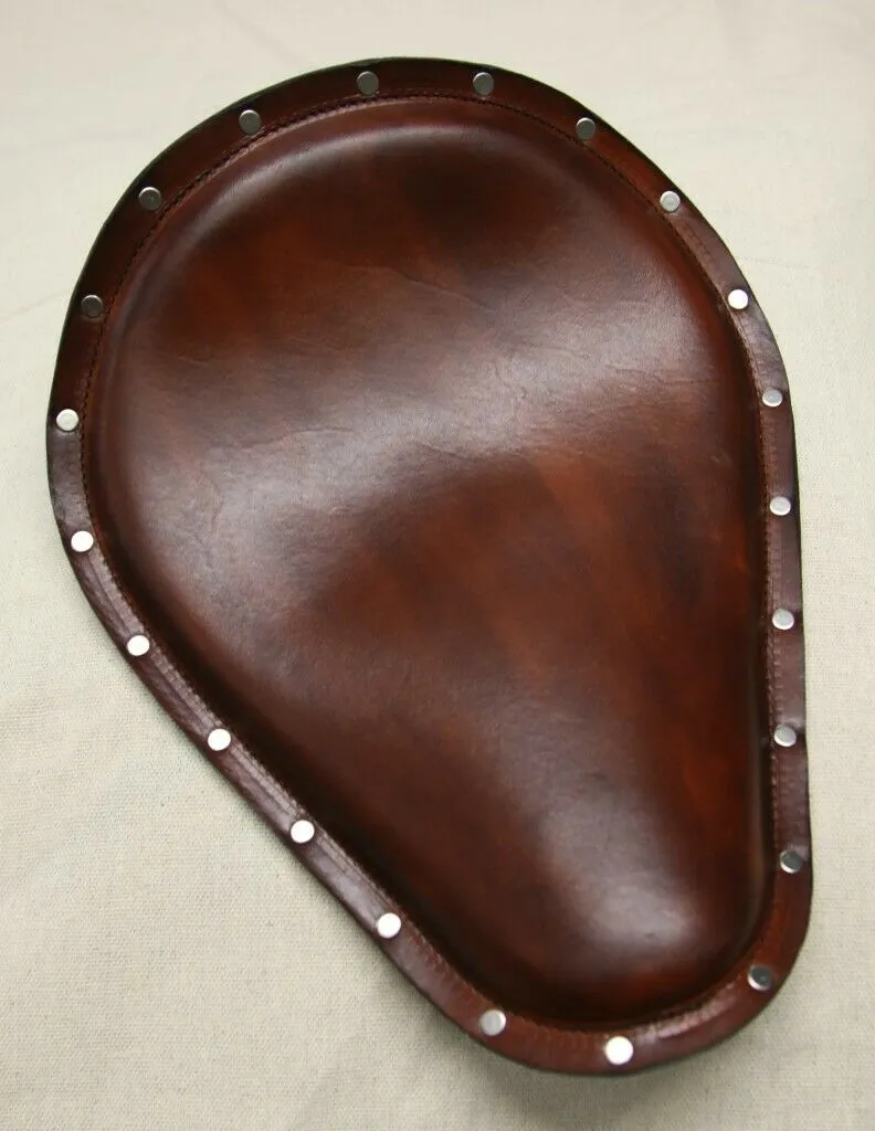 11x14" Brown Sm Leather Seat Stainless Rivets Harley Sportster Chopper Nightster