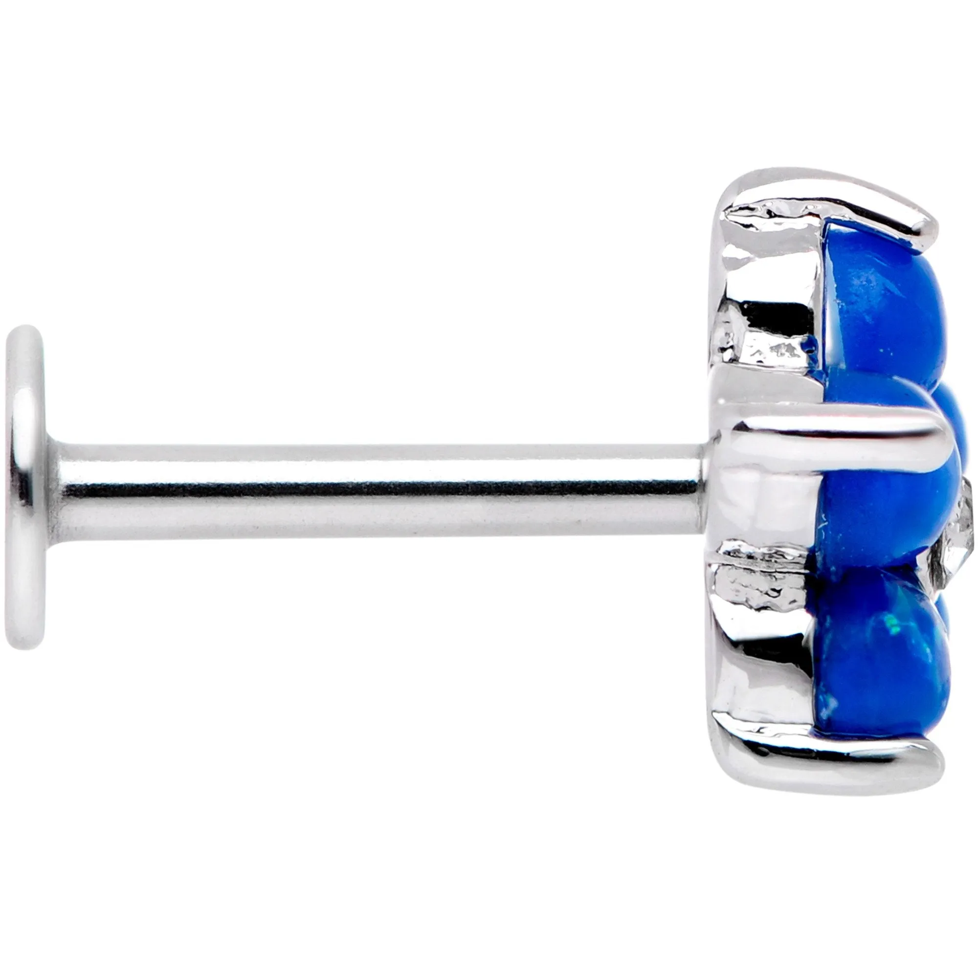 16 Gauge 5/16 Blue Faux Opal CZ Flower Cartilage Tragus