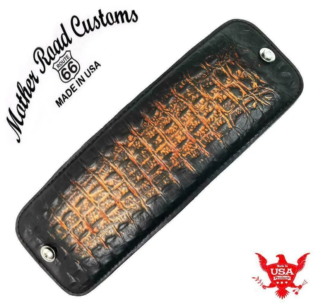 1982-2003 Harley Sportster P-Pad Passenger Seat Ant Brown Alligator Steel MRC
