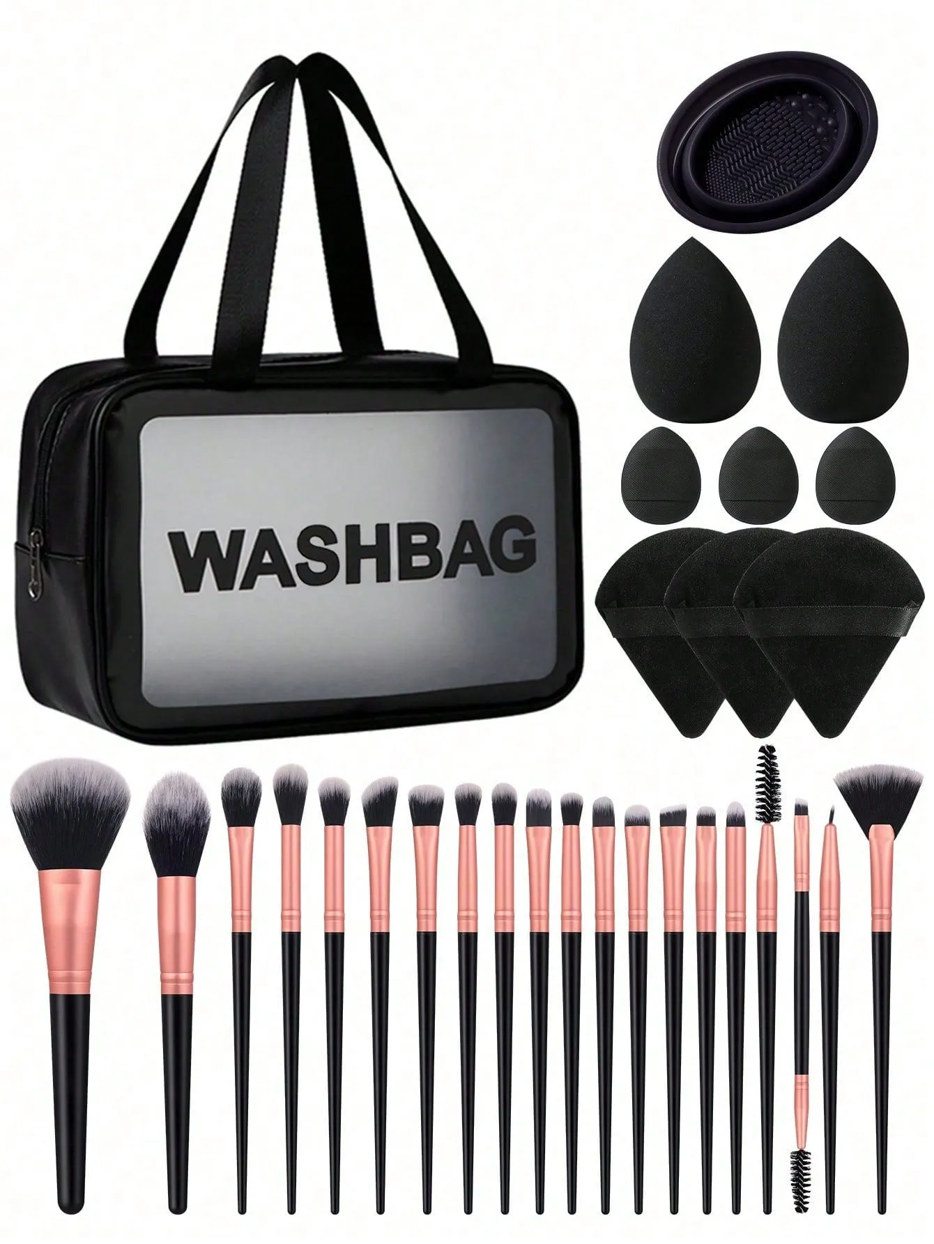 1pc Multifunctional Zipper Waterproof  Bag & 29pcs Makeup Tool Set