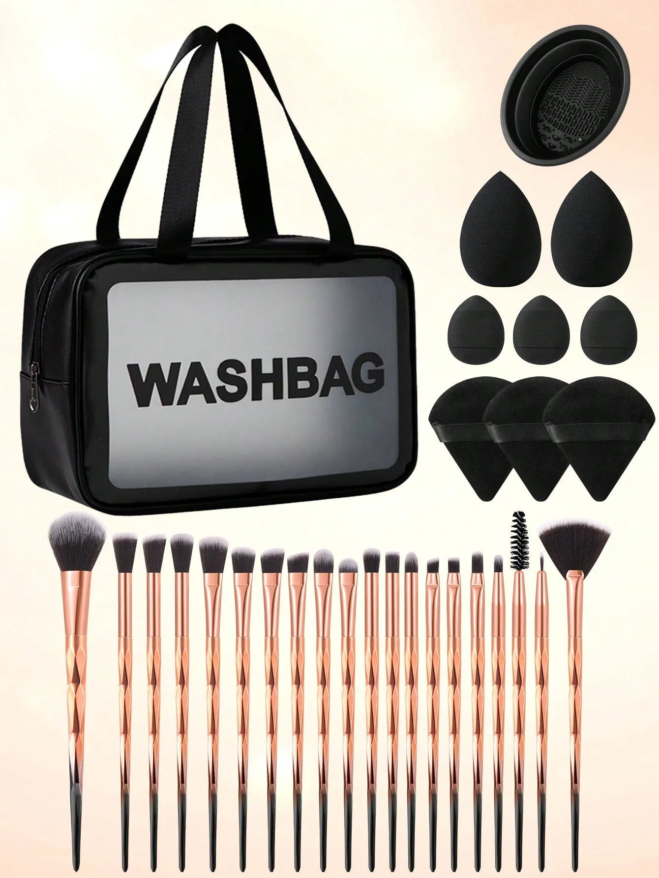 1pc Multifunctional Zipper Waterproof  Bag & 29pcs Makeup Tool Set