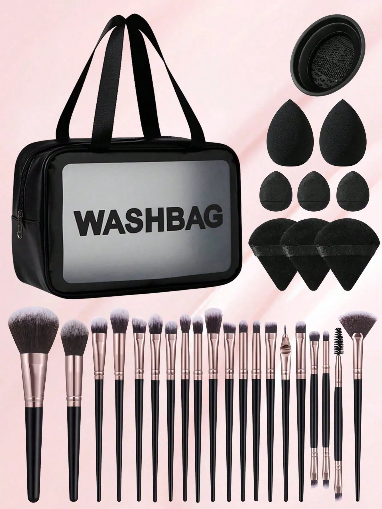 1pc Multifunctional Zipper Waterproof  Bag & 29pcs Makeup Tool Set