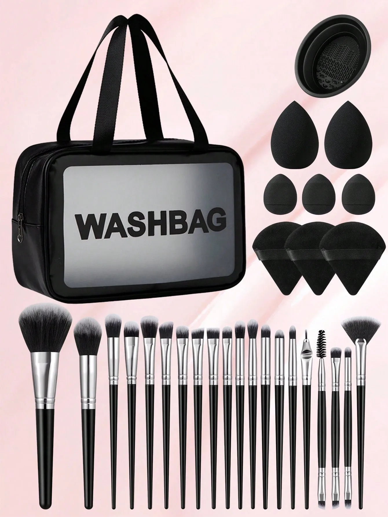 1pc Multifunctional Zipper Waterproof  Bag & 29pcs Makeup Tool Set