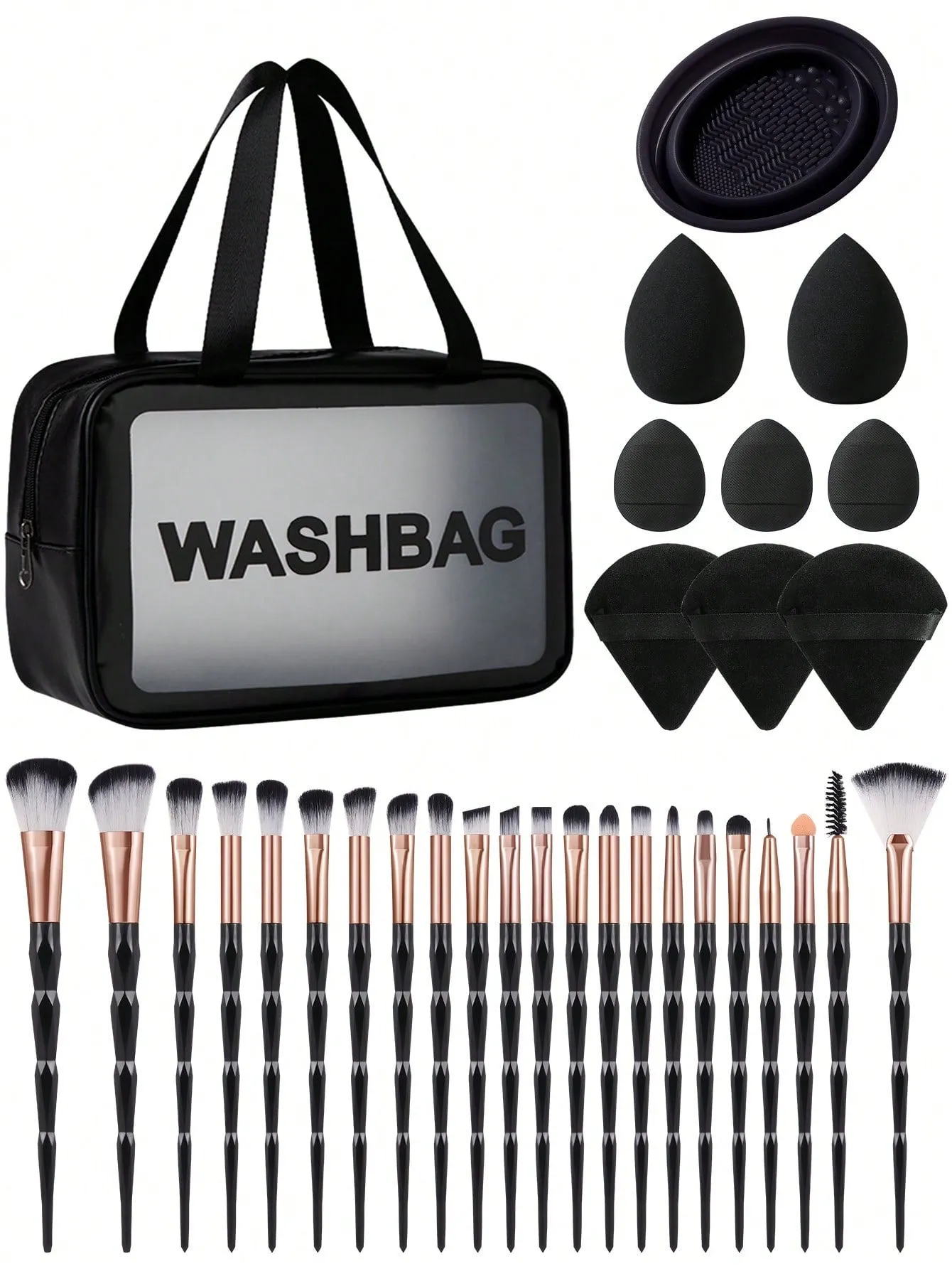 1pc Multifunctional Zipper Waterproof  Bag & 29pcs Makeup Tool Set