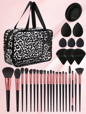 1pc Multifunctional Zipper Waterproof  Bag & 29pcs Makeup Tool Set