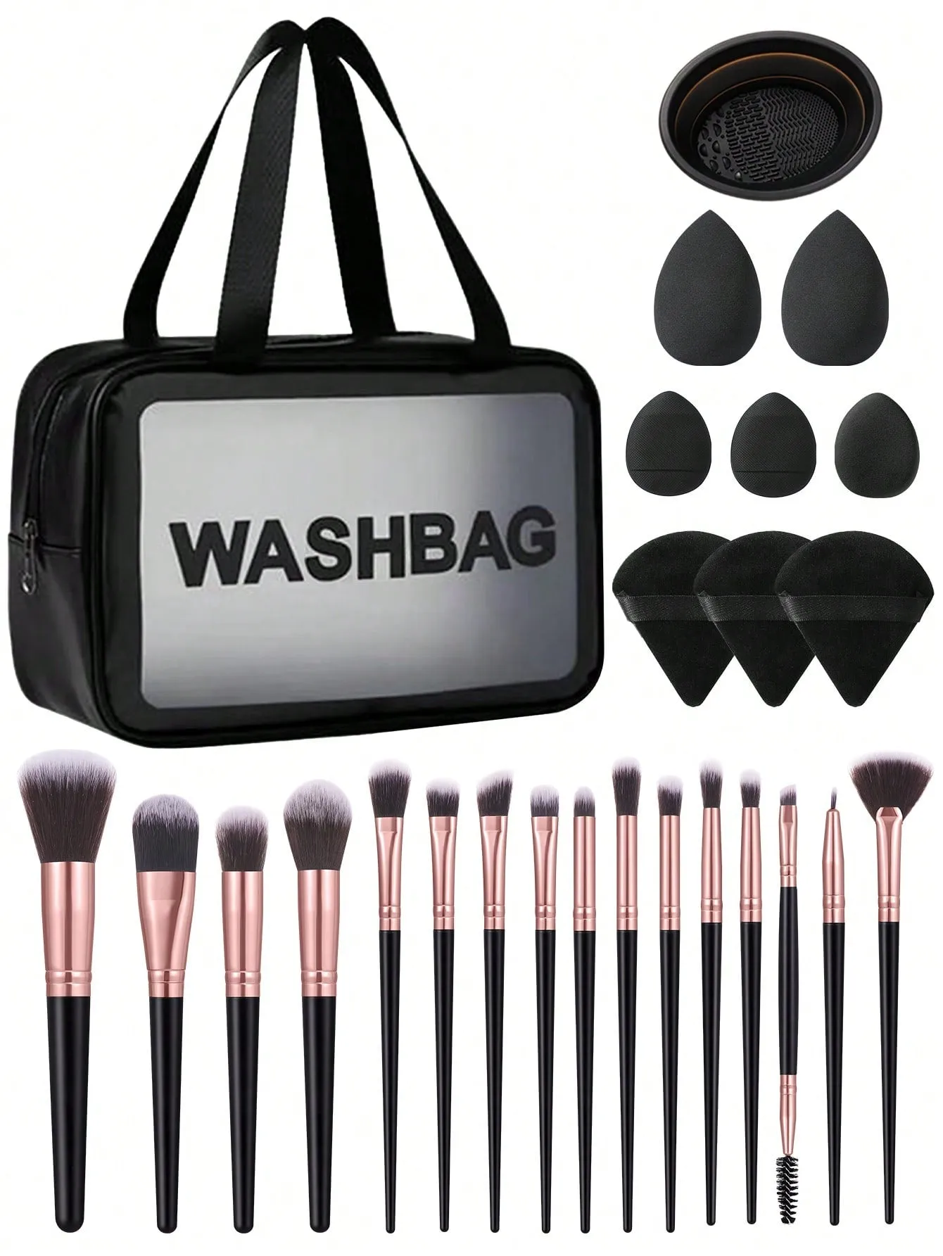 1pc Multifunctional Zipper Waterproof  Bag & 29pcs Makeup Tool Set