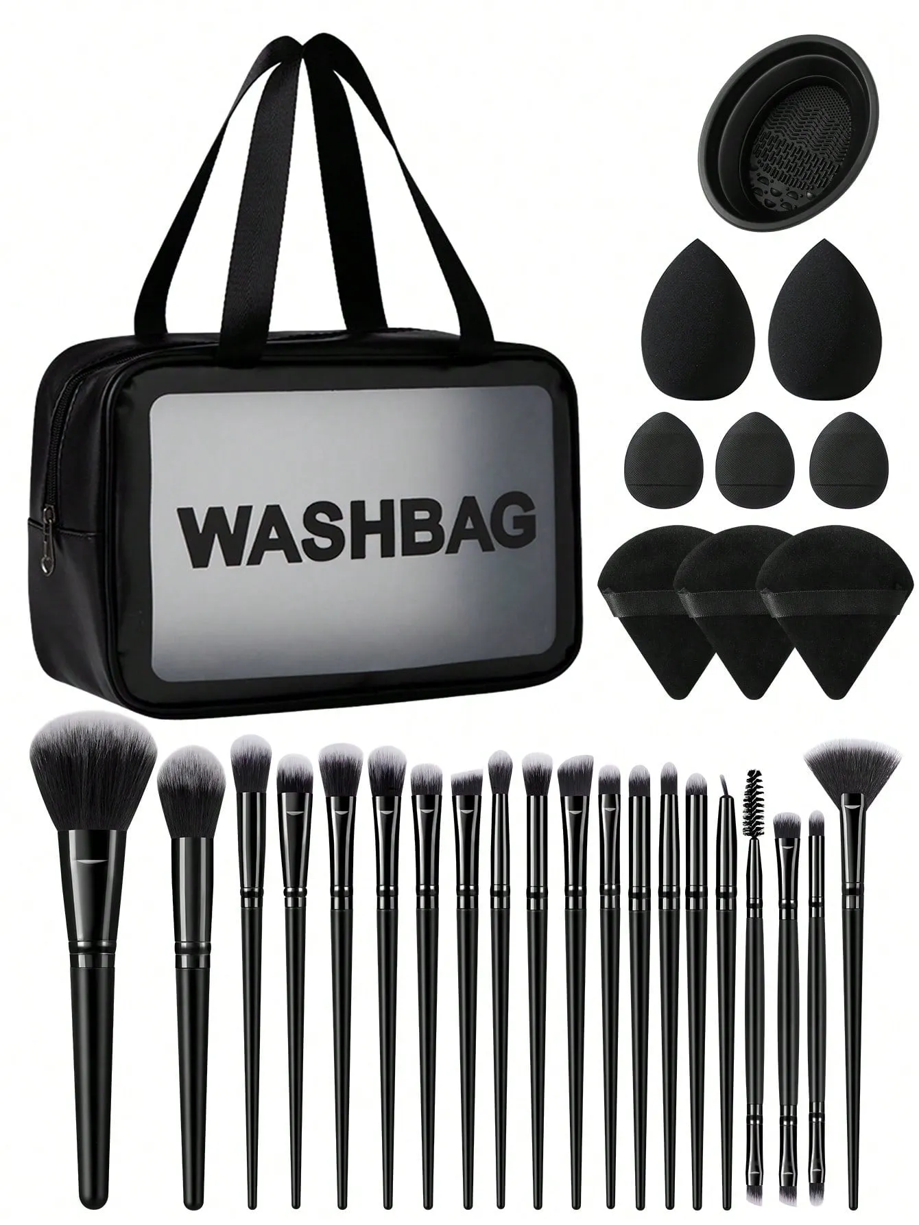 1pc Multifunctional Zipper Waterproof  Bag & 29pcs Makeup Tool Set
