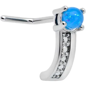 20 Gauge 1/4 Blue Faux Opal Texture Glam Faux Hoop L Shape Nose Ring