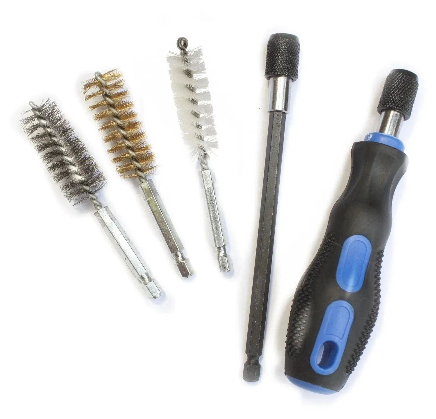 20Pc Spiral Thin Wire Brush Set Brass Hex Head Handle Drill Bit Pipe Cleaner Kit