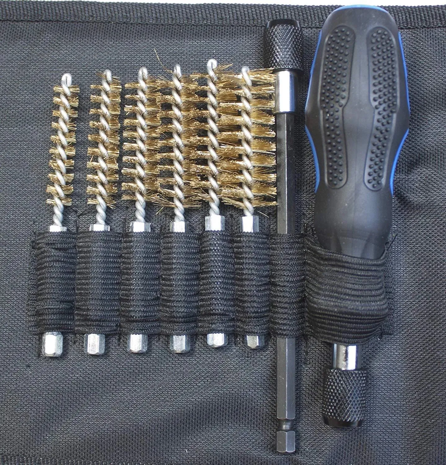20Pc Spiral Thin Wire Brush Set Brass Hex Head Handle Drill Bit Pipe Cleaner Kit