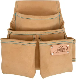 4 Pocket Fastener Pouch | Suede Leather