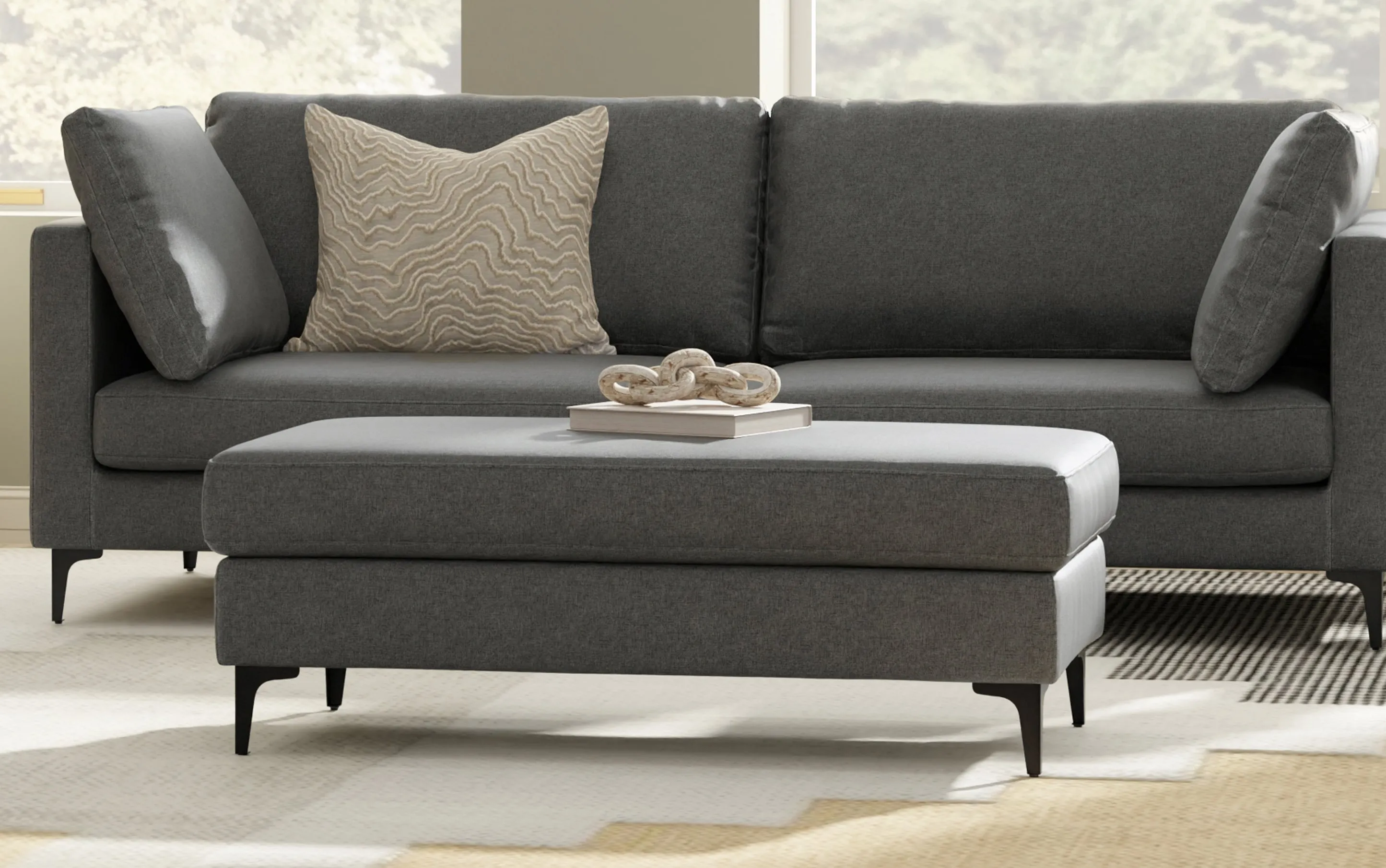 Ava Mid Century Ottoman Bench