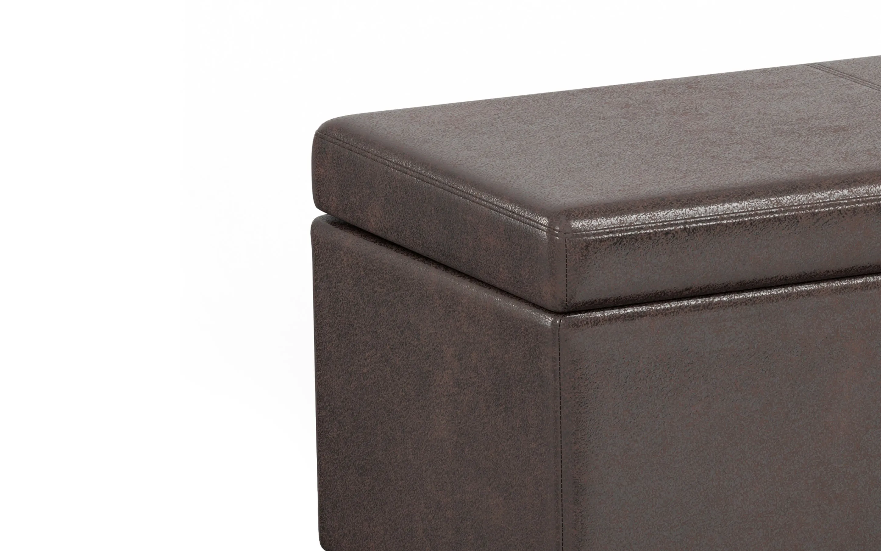Avalon Extra Large Storage Ottoman in Distressed Vegan Leather