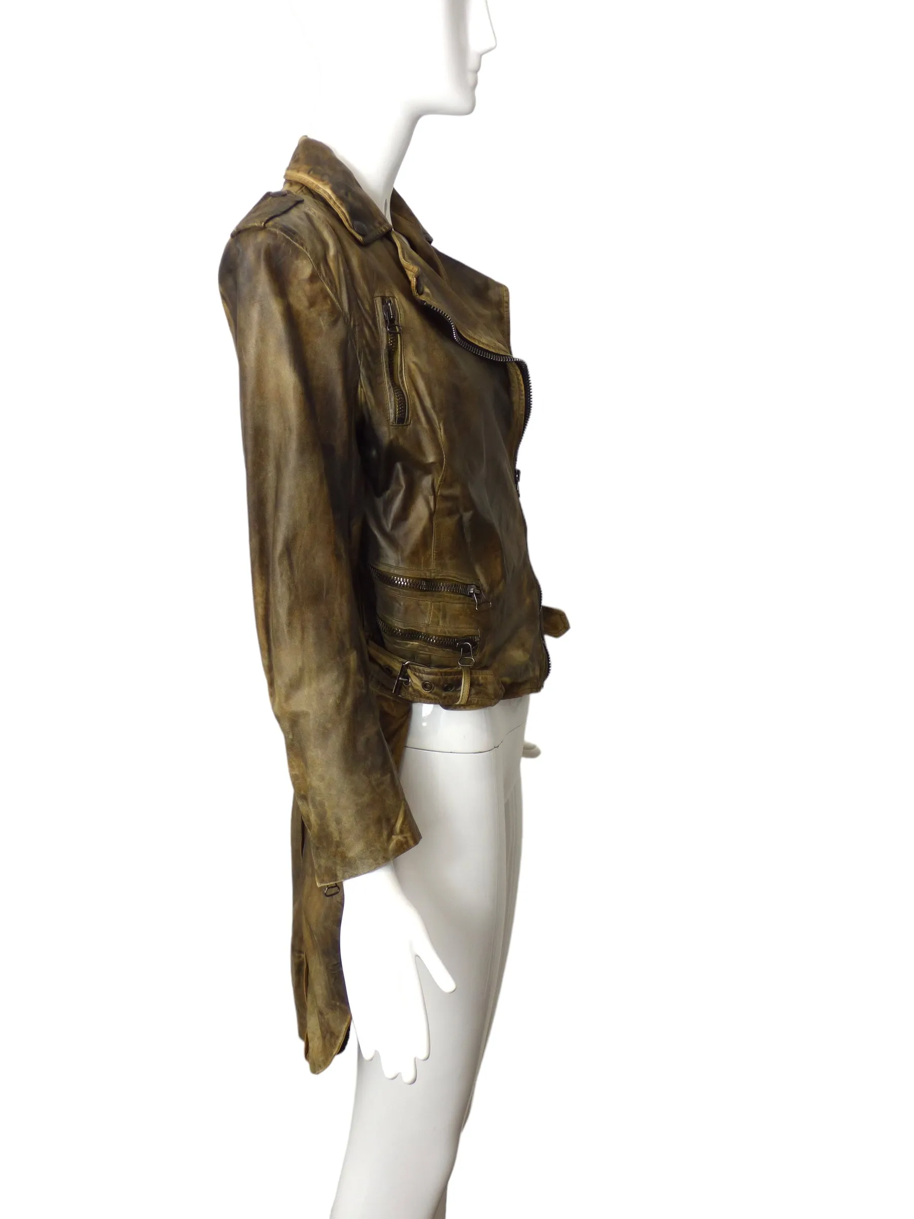 BALMAIN- 2010 NWT Distressed Leather Tailcoat, Size 10