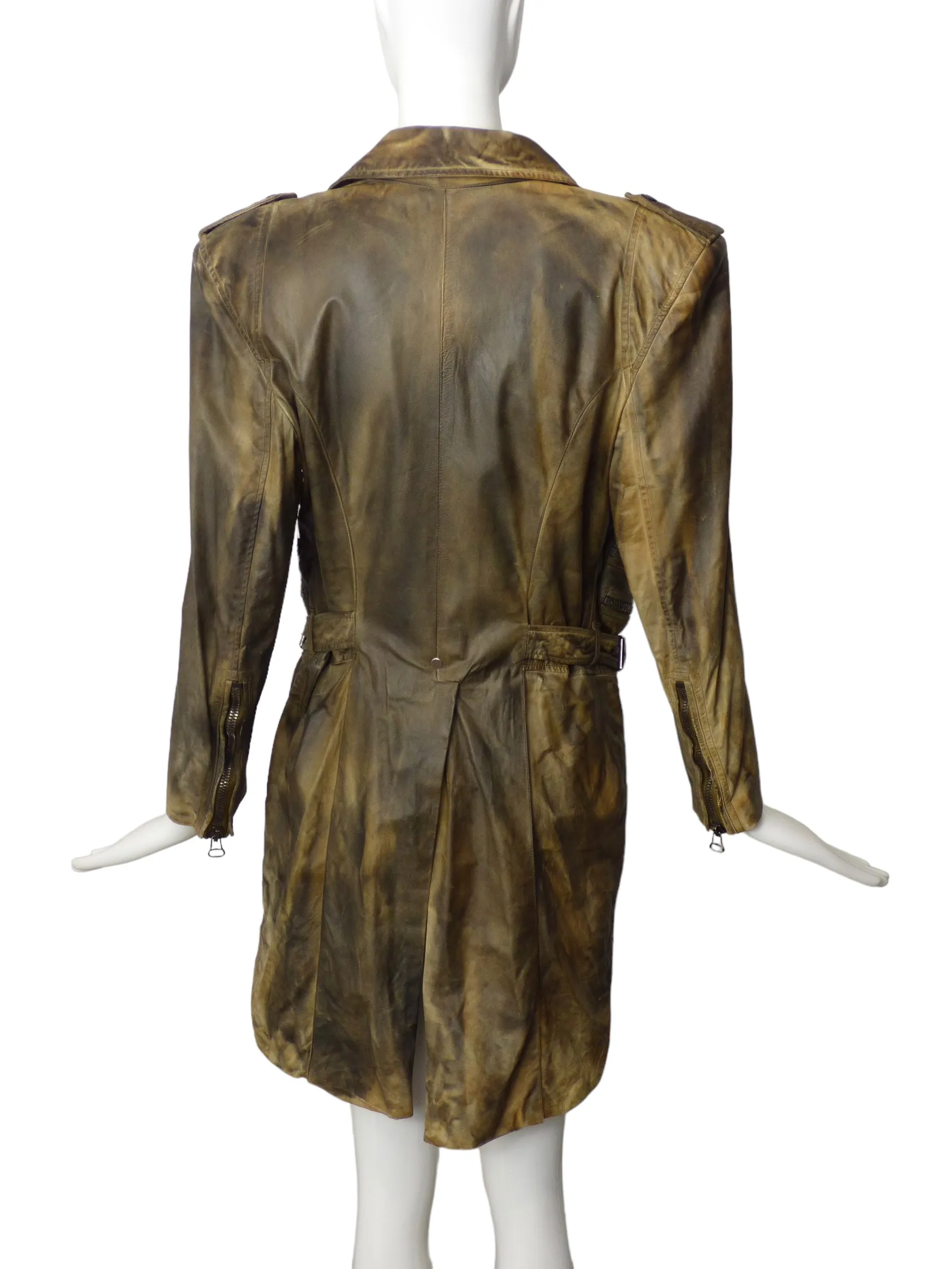 BALMAIN- 2010 NWT Distressed Leather Tailcoat, Size 10