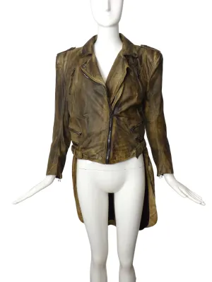 BALMAIN- 2010 NWT Distressed Leather Tailcoat, Size 10