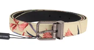 Beige Denim Leather Belt