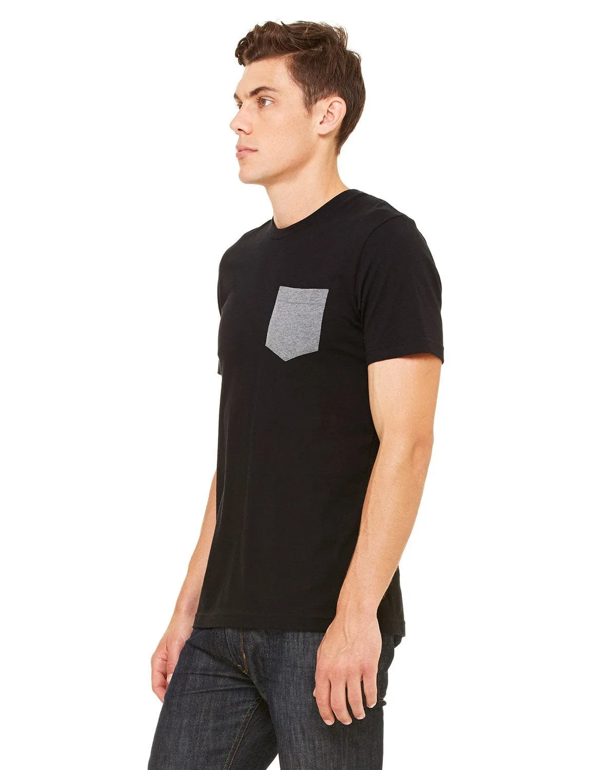 Bella Canvas Jersey Pocket T-Shirt | Black/ Deep Hthr