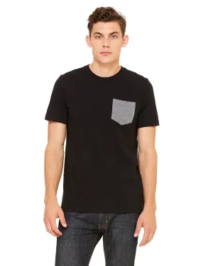 Bella Canvas Jersey Pocket T-Shirt | Black/ Deep Hthr