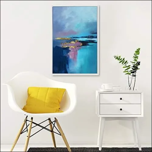 Blue Scenery Abstract Framed Canvas Painting