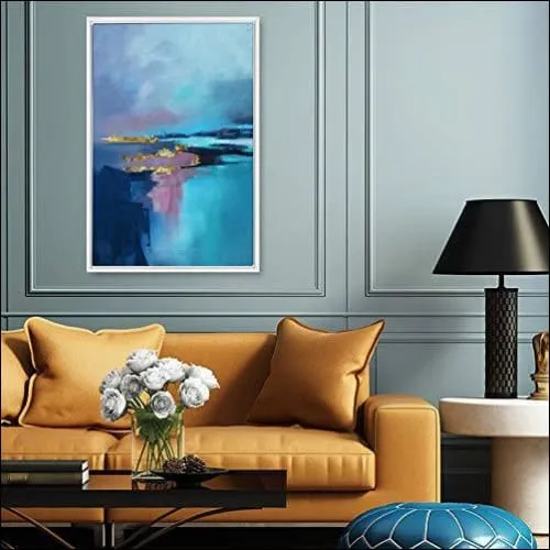 Blue Scenery Abstract Framed Canvas Painting