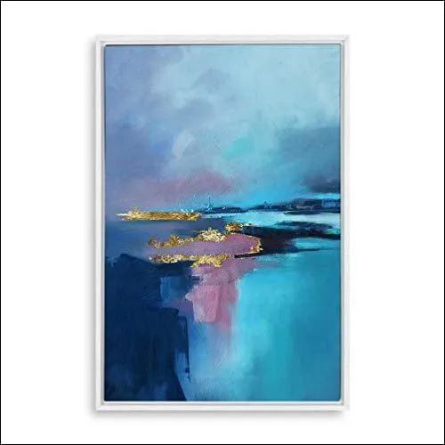 Blue Scenery Abstract Framed Canvas Painting