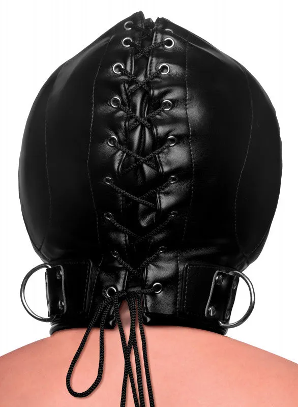 Bondage Hood with Posture Collar & Zippers