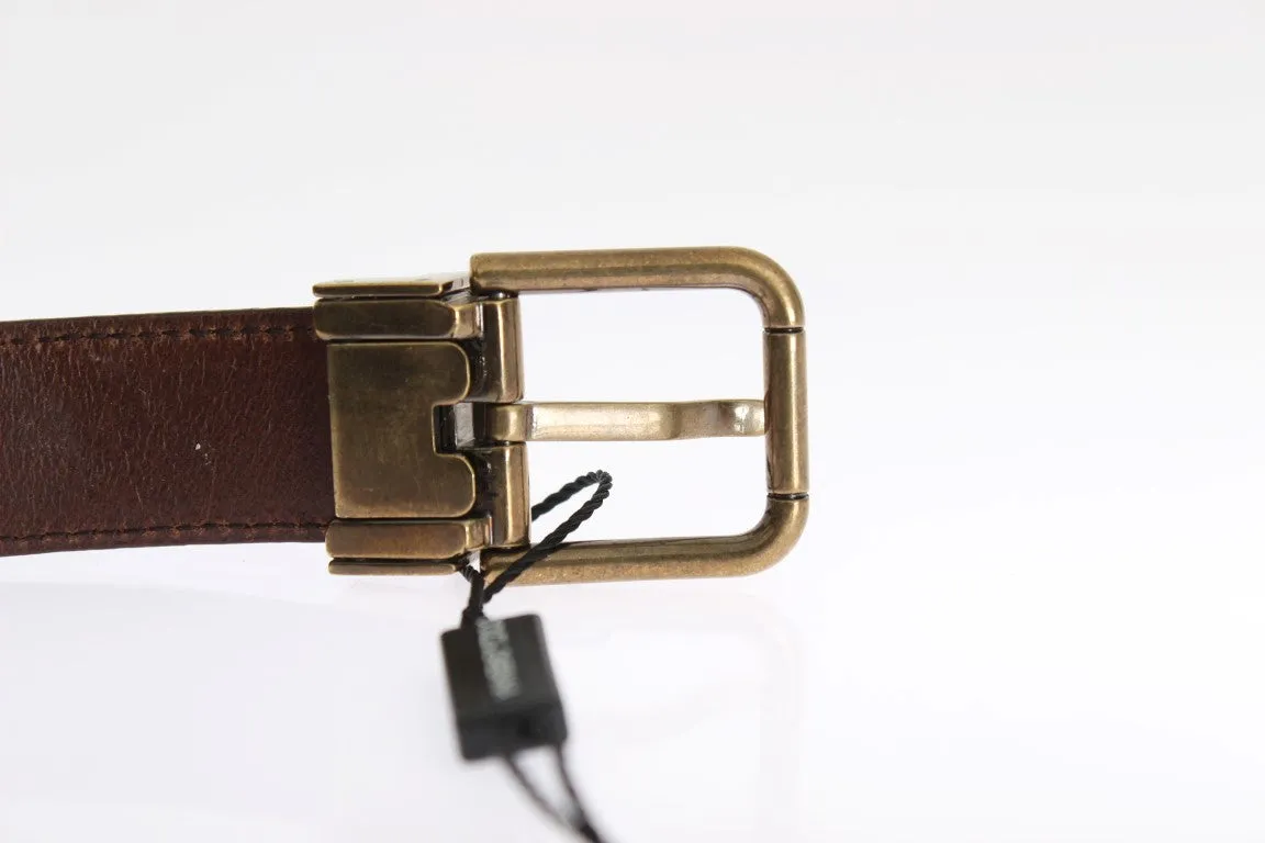 Brown Leather Gold Buckle Belt