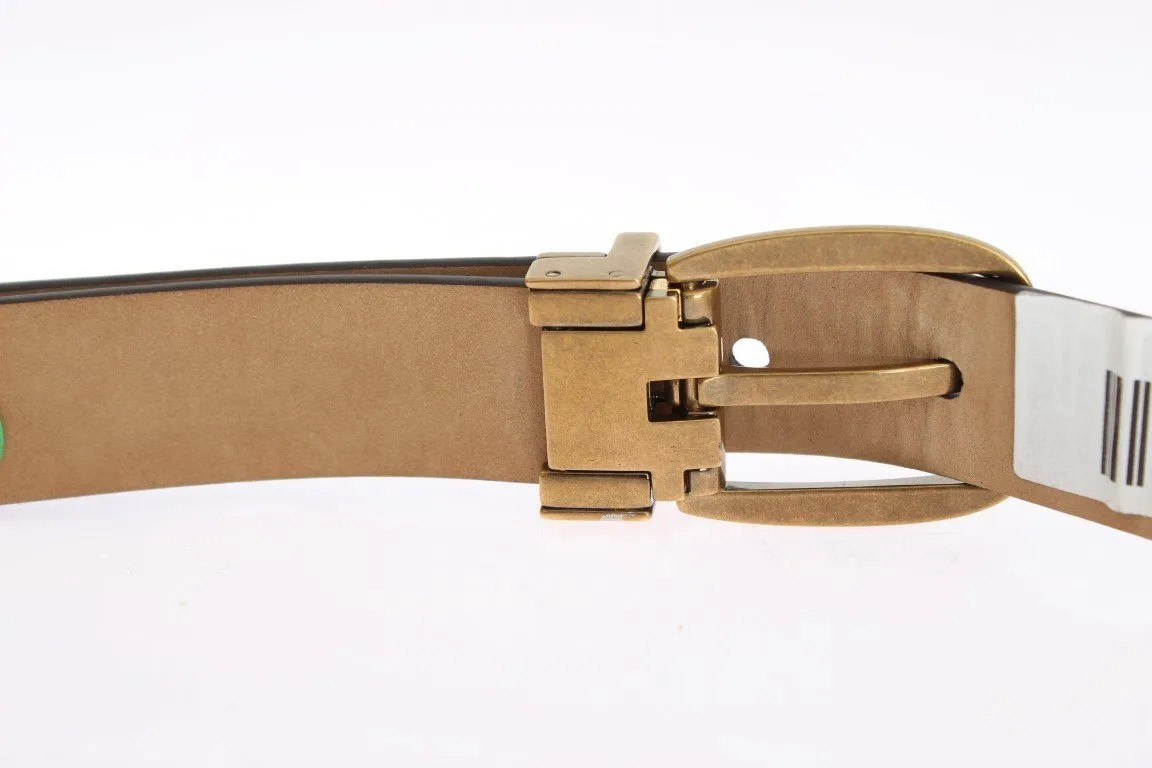 Brown Leather Gold Buckle Belt