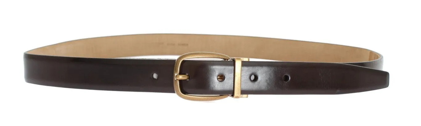Brown Leather Gold Buckle Belt