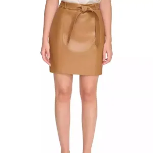 Calvin Klein Faux Leather Belted Skirt New Brown/Tan Size 6 Petite.