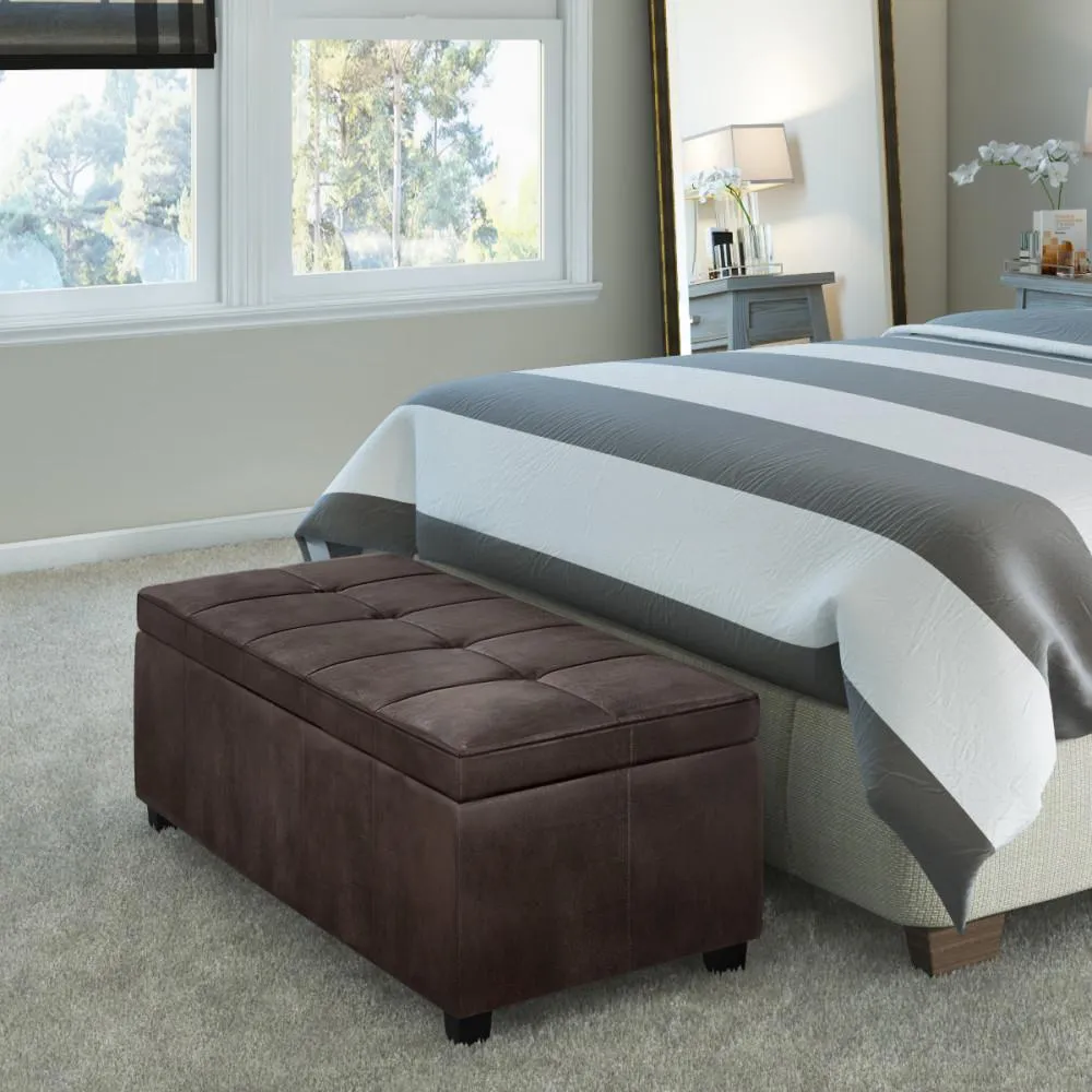 Castleford Storage Ottoman in Distressed Vegan Leather