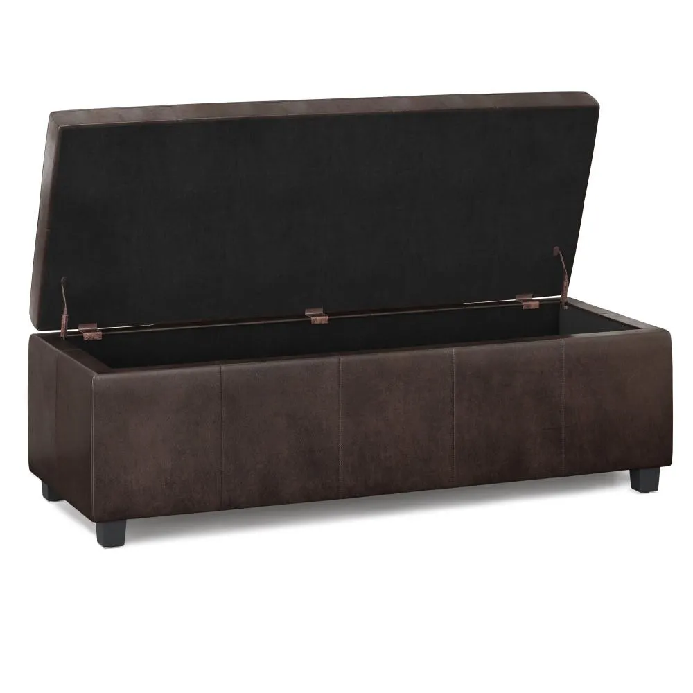 Castleford Storage Ottoman in Distressed Vegan Leather