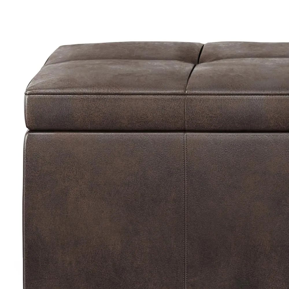 Castleford Storage Ottoman in Distressed Vegan Leather