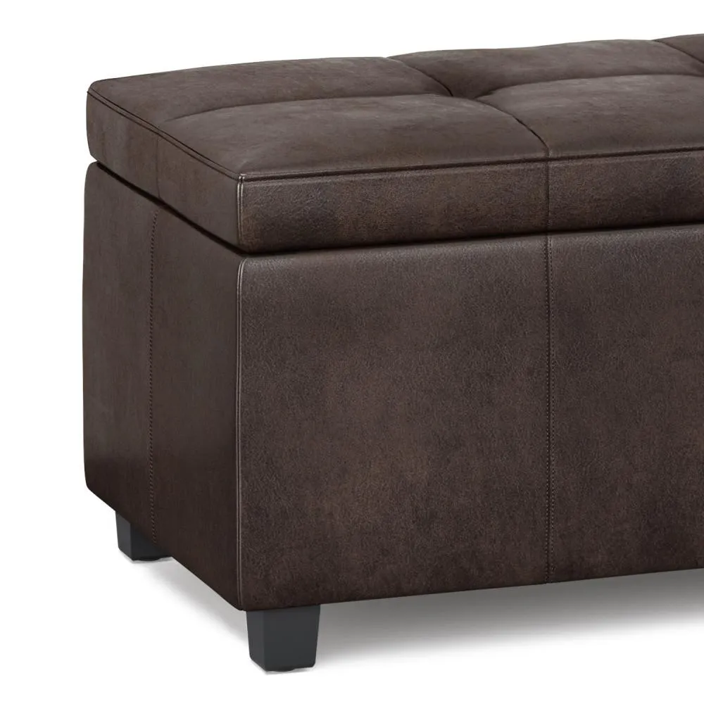 Castleford Storage Ottoman in Distressed Vegan Leather