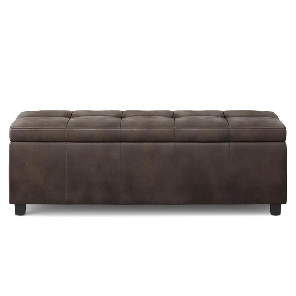 Castleford Storage Ottoman in Distressed Vegan Leather