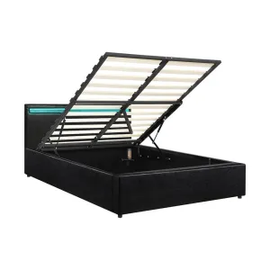 CORE Bed Frame RGB LED Gas Lift Storage Base Black