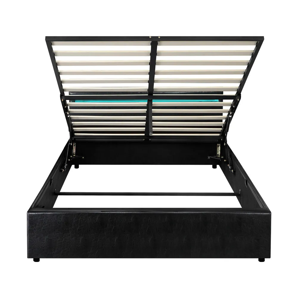 CORE Bed Frame RGB LED Gas Lift Storage Base Black