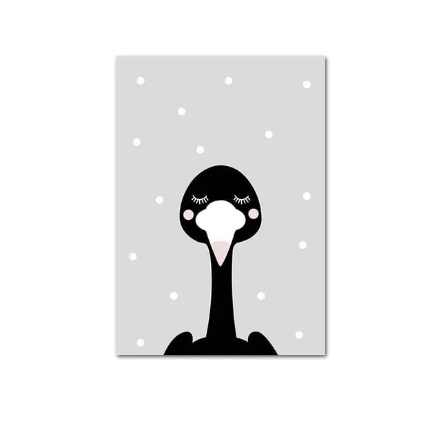 Cute Cartoon Baby Animal Penguin Monkey Nursery