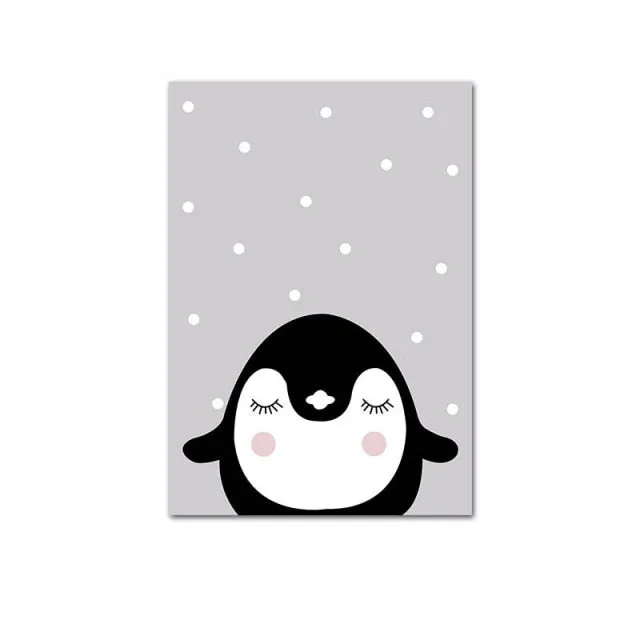 Cute Cartoon Baby Animal Penguin Monkey Nursery