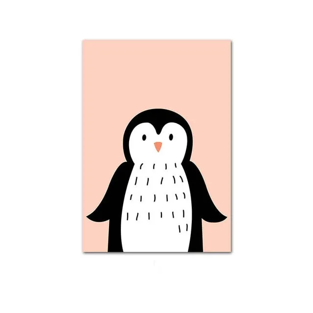 Cute Cartoon Baby Animal Penguin Monkey Nursery