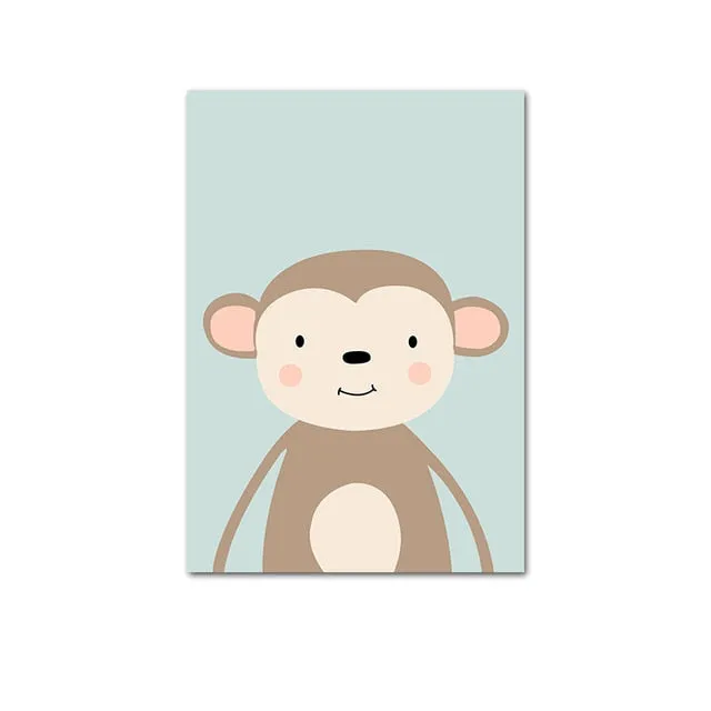 Cute Cartoon Baby Animal Penguin Monkey Nursery