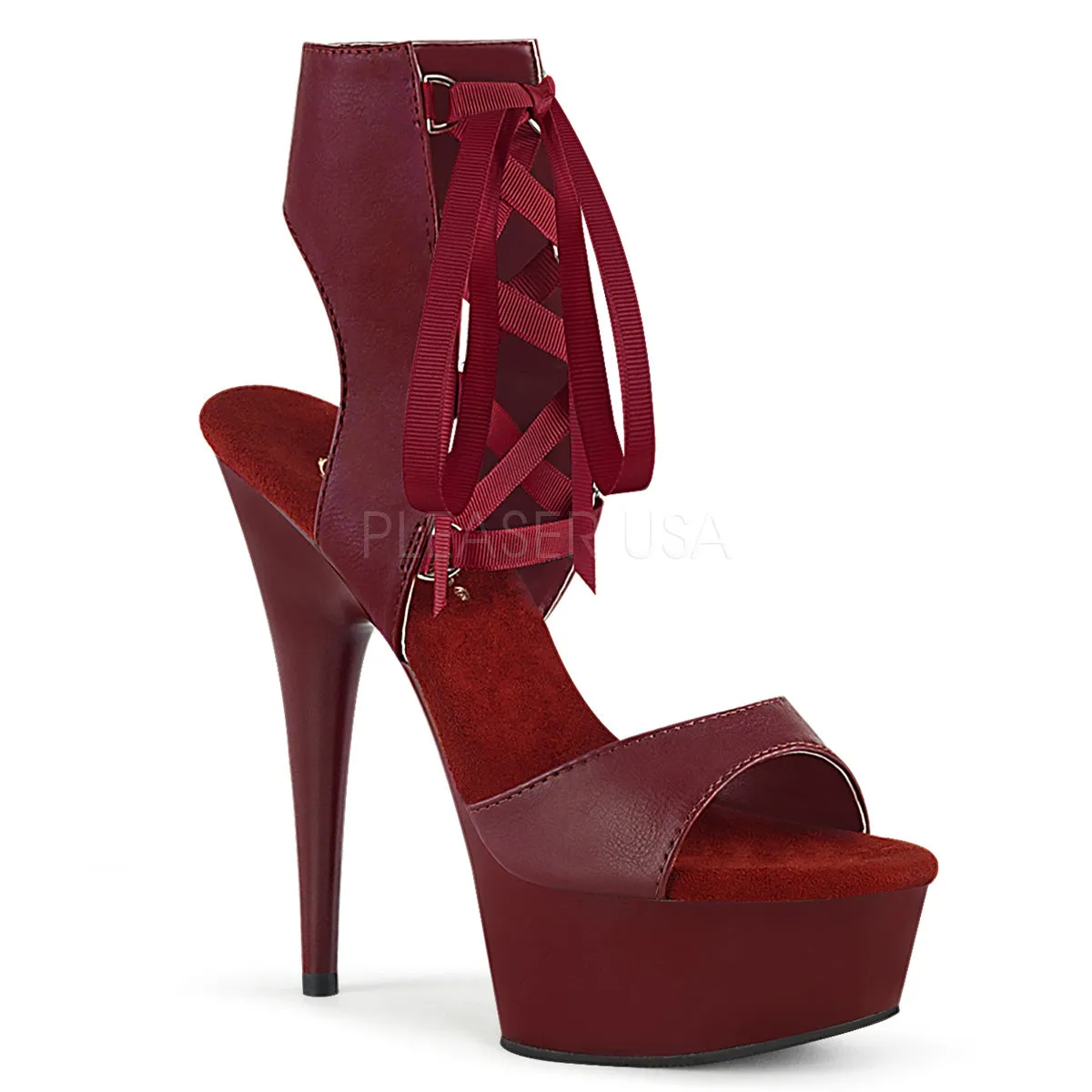 DELIGHT-600-14  Burgundy Faux Leather/Burgundy Matte
