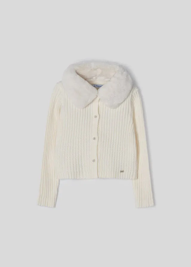 Faux Fur Collar Cardigan 4.309