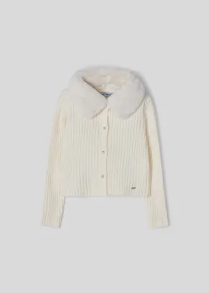 Faux Fur Collar Cardigan 4.309