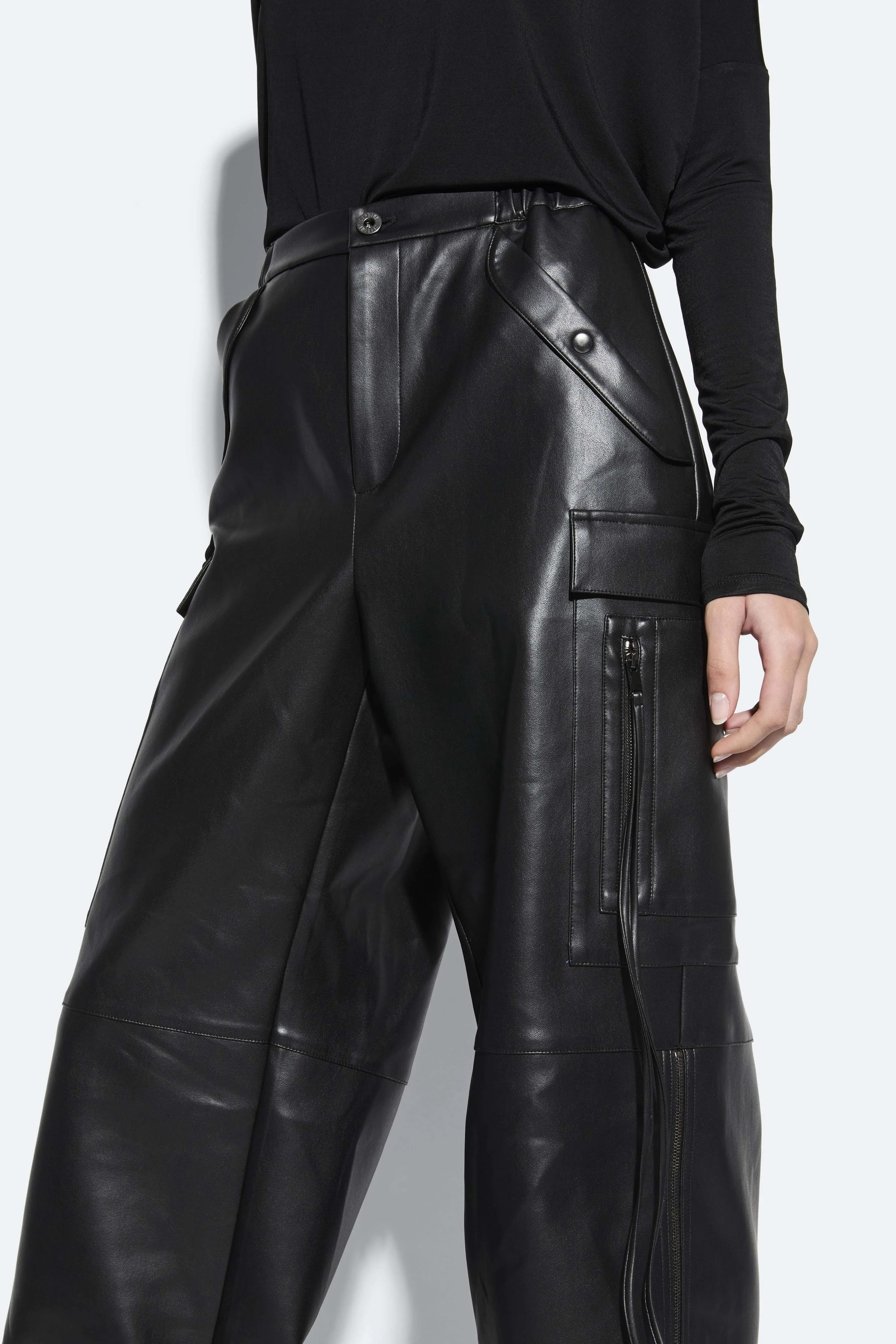 Faux Leather Utility Jogger Pant