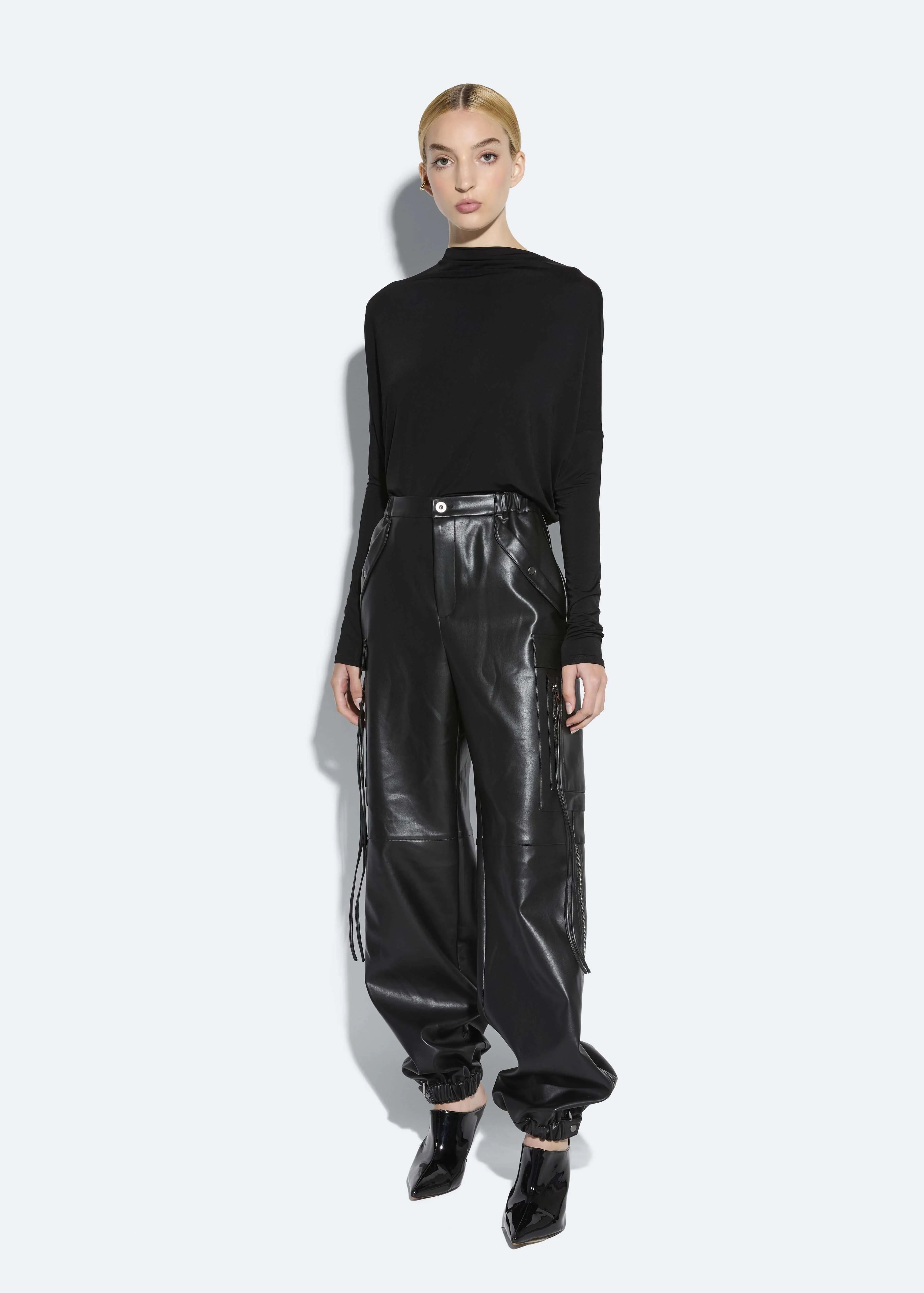 Faux Leather Utility Jogger Pant