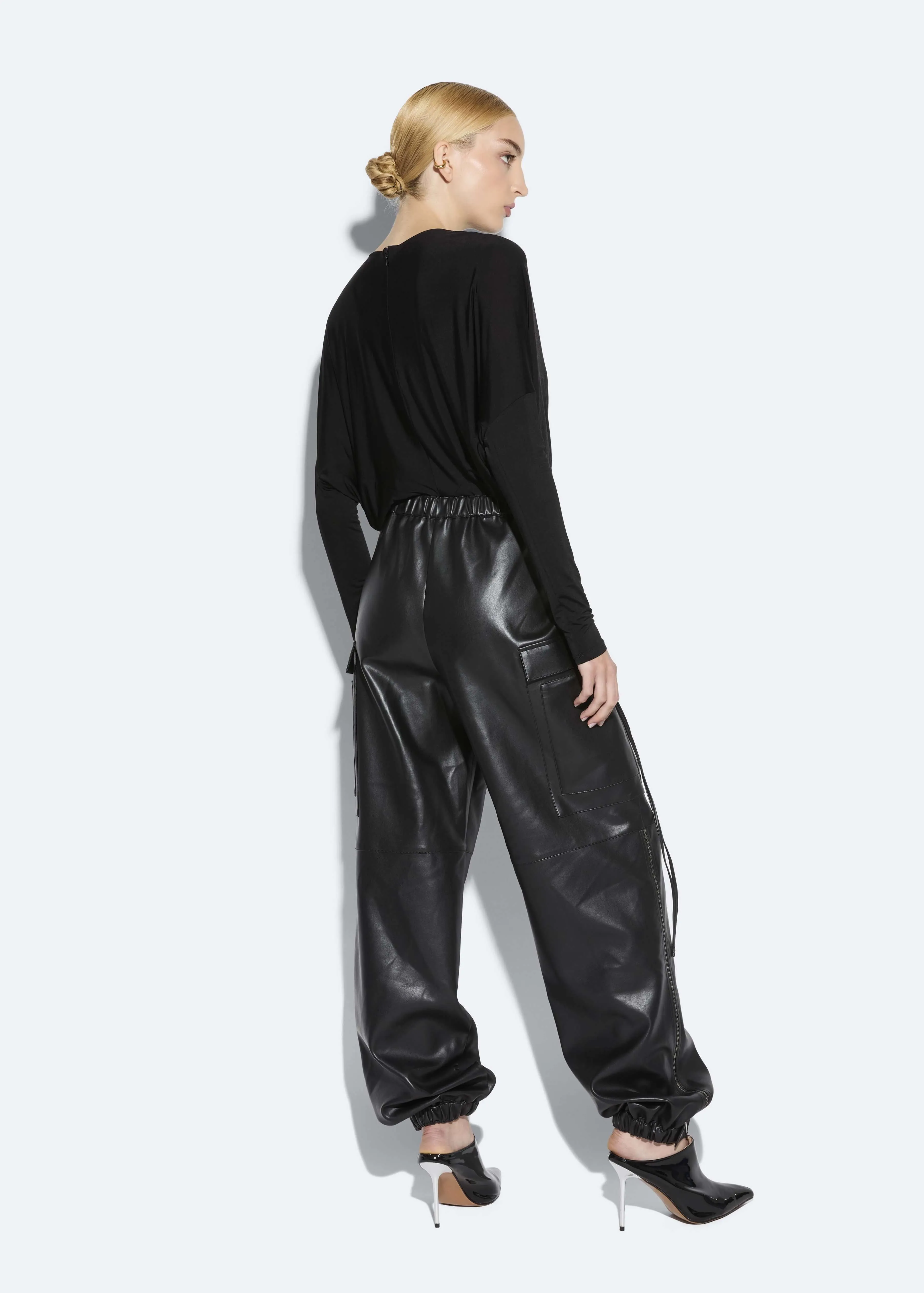 Faux Leather Utility Jogger Pant